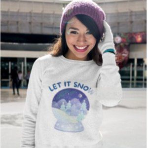 New Vintage Snow Globe Let It Snow Graphic Sweatshirt Womens